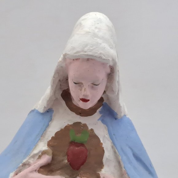 Virgin Mary Immaculate Heart Plaster Statue - Picture 7 of 10
